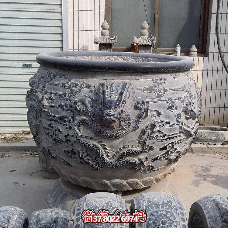 石雕仿古舊圓形裝飾缸，精美外觀，多功能應(yīng)用