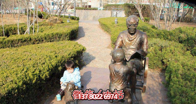 創(chuàng)意銅雕讀書雕塑，讓小朋友在園林中暢快閱讀