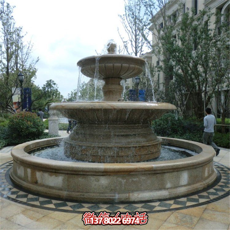 歐式雙層大理石流水噴泉，為小區(qū)增添高貴氣質(zhì)