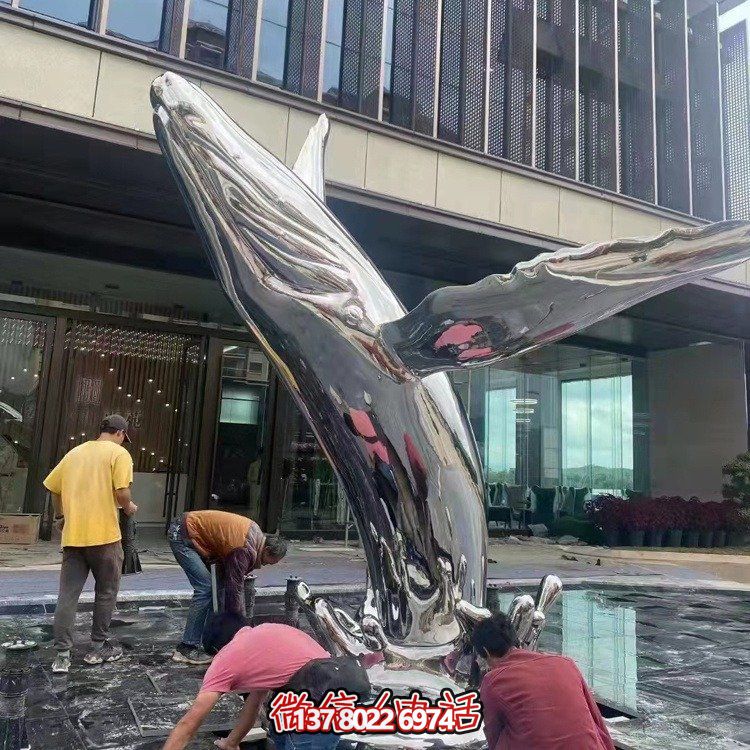 大型不銹鋼鏤空魚類擺件，為戶外水景商場售樓部裝飾