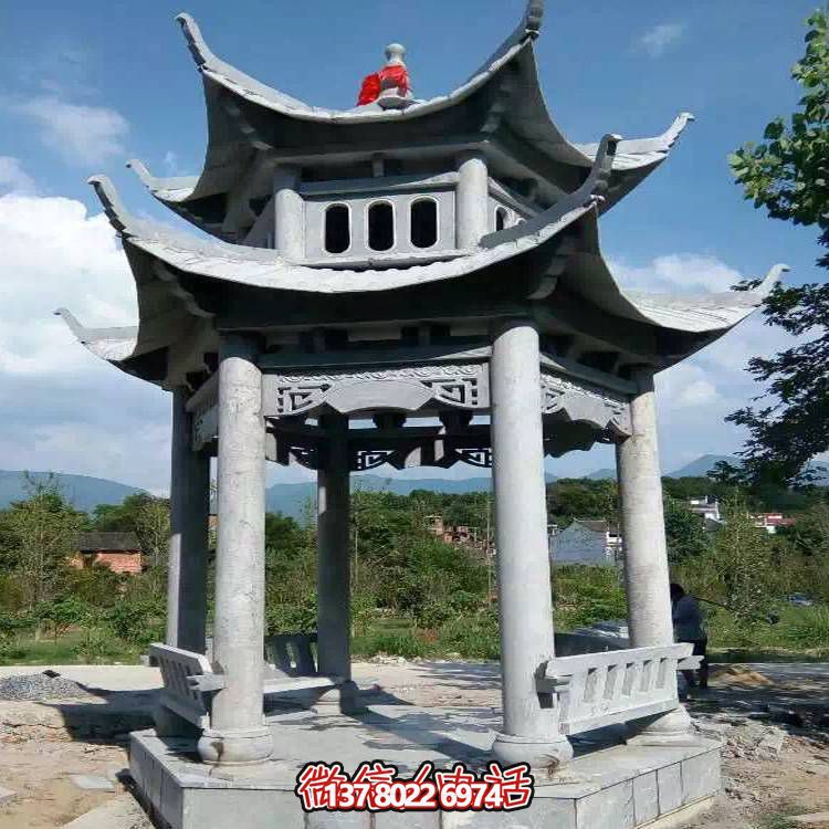 優(yōu)雅雙層石雕涼亭，給您的園林添彩
