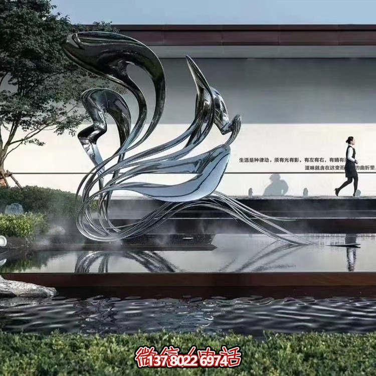 大型不銹鋼抽象雕塑，現(xiàn)代水景景觀創(chuàng)意裝飾