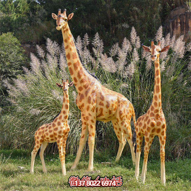 玻璃鋼彩繪大型仿真長頸鹿，為動物園、園林添彩