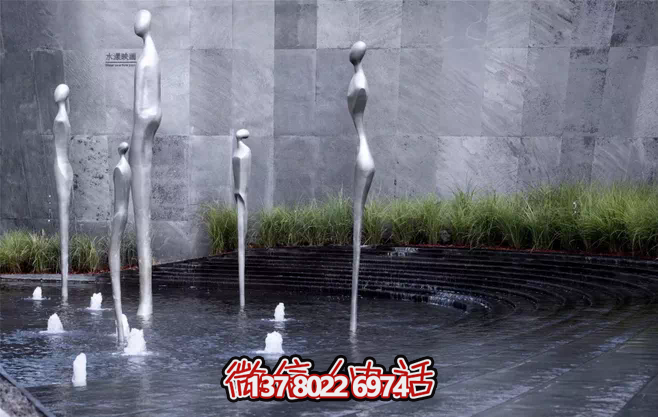 不銹鋼抽象噴泉雕塑，景觀創(chuàng)意裝置