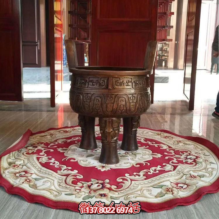 純銅鼎仿古香爐擺件，圓潤(rùn)家居裝飾
