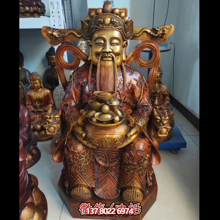 家用純銅鍛造財(cái)神爺?shù)袼堋?cái)源滾滾，祝福財(cái)運(yùn)永久