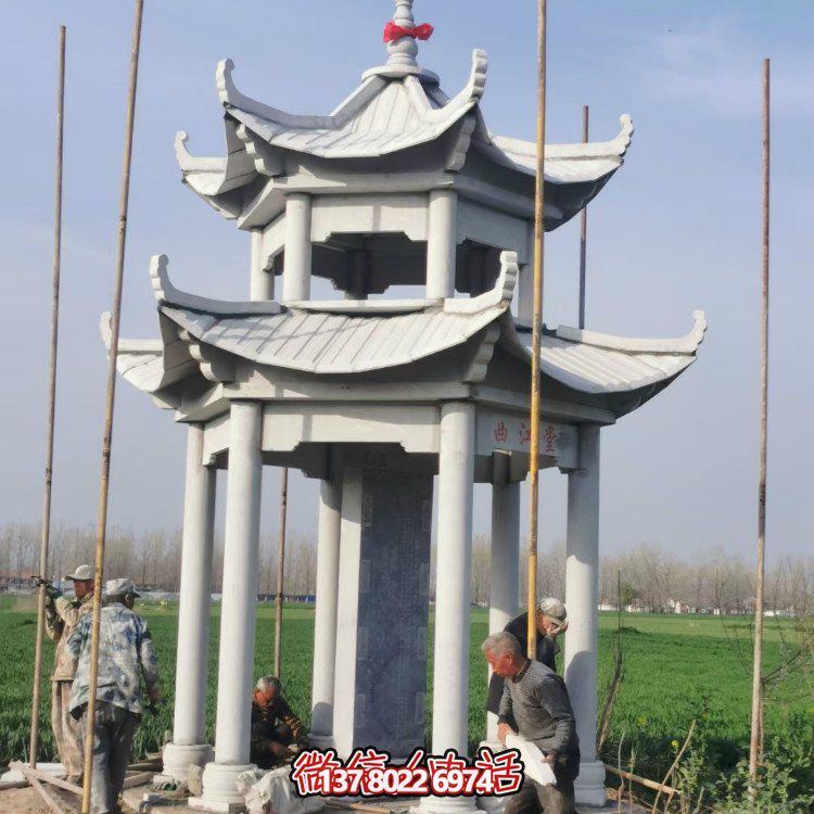 雙層大理石石雕涼亭，點(diǎn)綴家園，打造美麗園林景觀