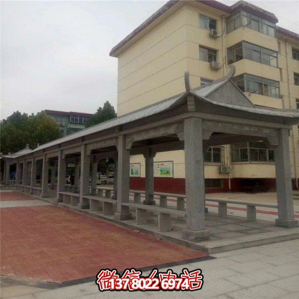 仿古建筑石雕長(zhǎng)廊亭子，打造文化小區(qū)廣場(chǎng)雕塑