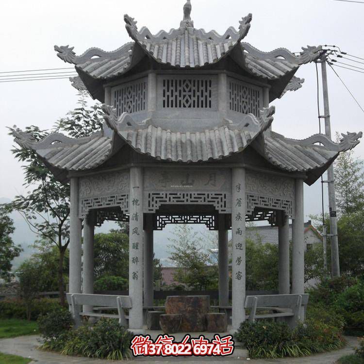 仿古青石涼亭，美觀大方，雕塑精美