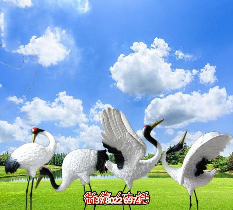 仙鶴彩繪玻璃雕塑，一次欣賞美麗風景