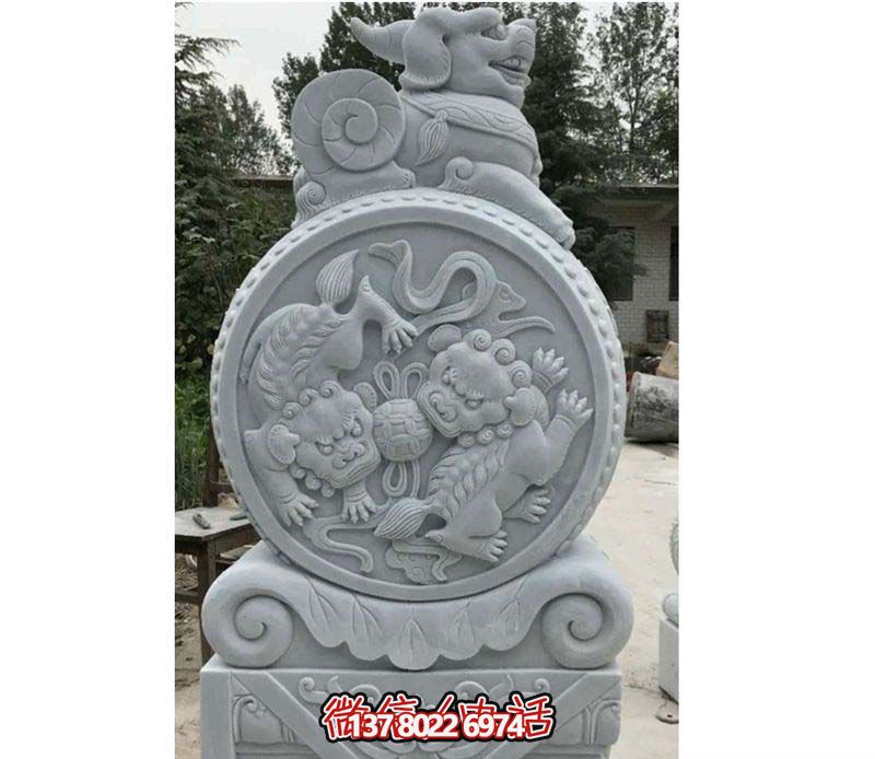 精美大理石抱鼓石雕塑，點綴園林景觀
