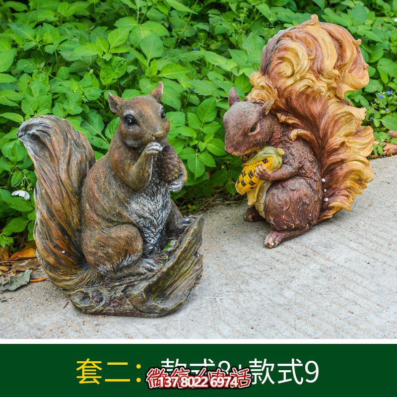 景區(qū)松鼠雕塑，玻璃鋼玻璃玉米抱松子
