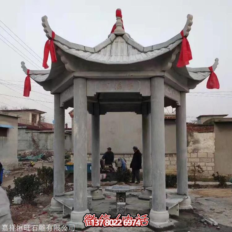仿古石雕亭子，增添學(xué)校公園獨(dú)特韻味