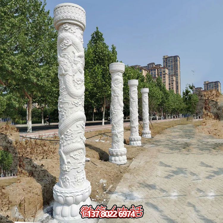 傳統(tǒng)文化靈魂，中國龍紋大理石柱雕刻景觀擺放