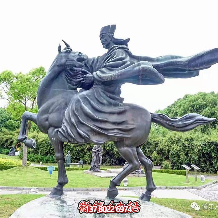 古典仿銅騎馬雕塑，玻璃鋼創(chuàng)意廣場裝飾