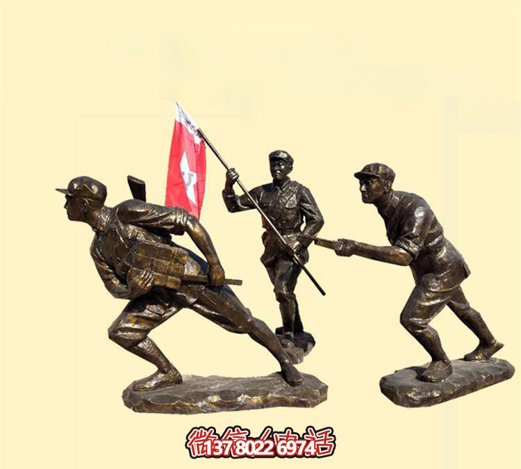 玻璃鋼八路軍雕塑，創(chuàng)意奔跑廣場裝飾