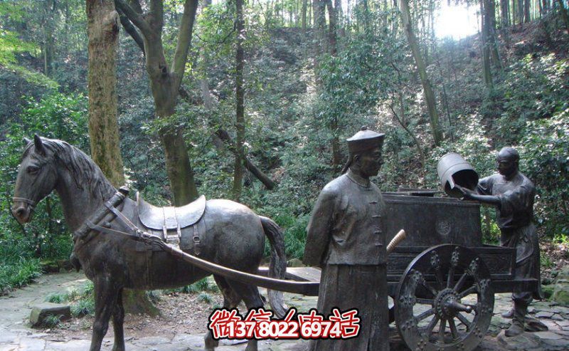 仿古青銅馬車雕塑，為景區(qū)商業(yè)街增添古典風(fēng)情