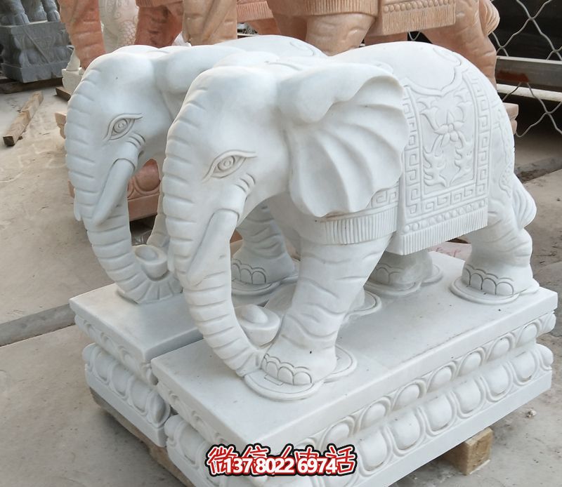 漢白玉雕塑，招財(cái)大象，令您鎮(zhèn)宅景區(qū)庭院更加迷人