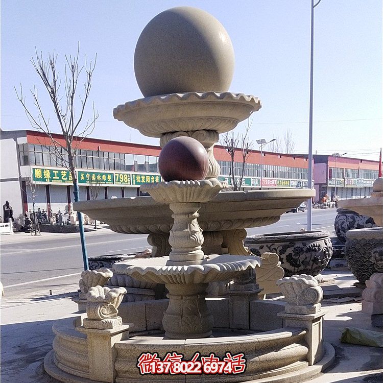 大理石石雕戶外園林景觀風(fēng)水球流水擺件噴泉